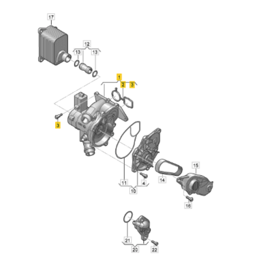 VAG Audi Volkswagen 06L 121 111 P - Thermostat, coolant OE: 06L 121 111 P