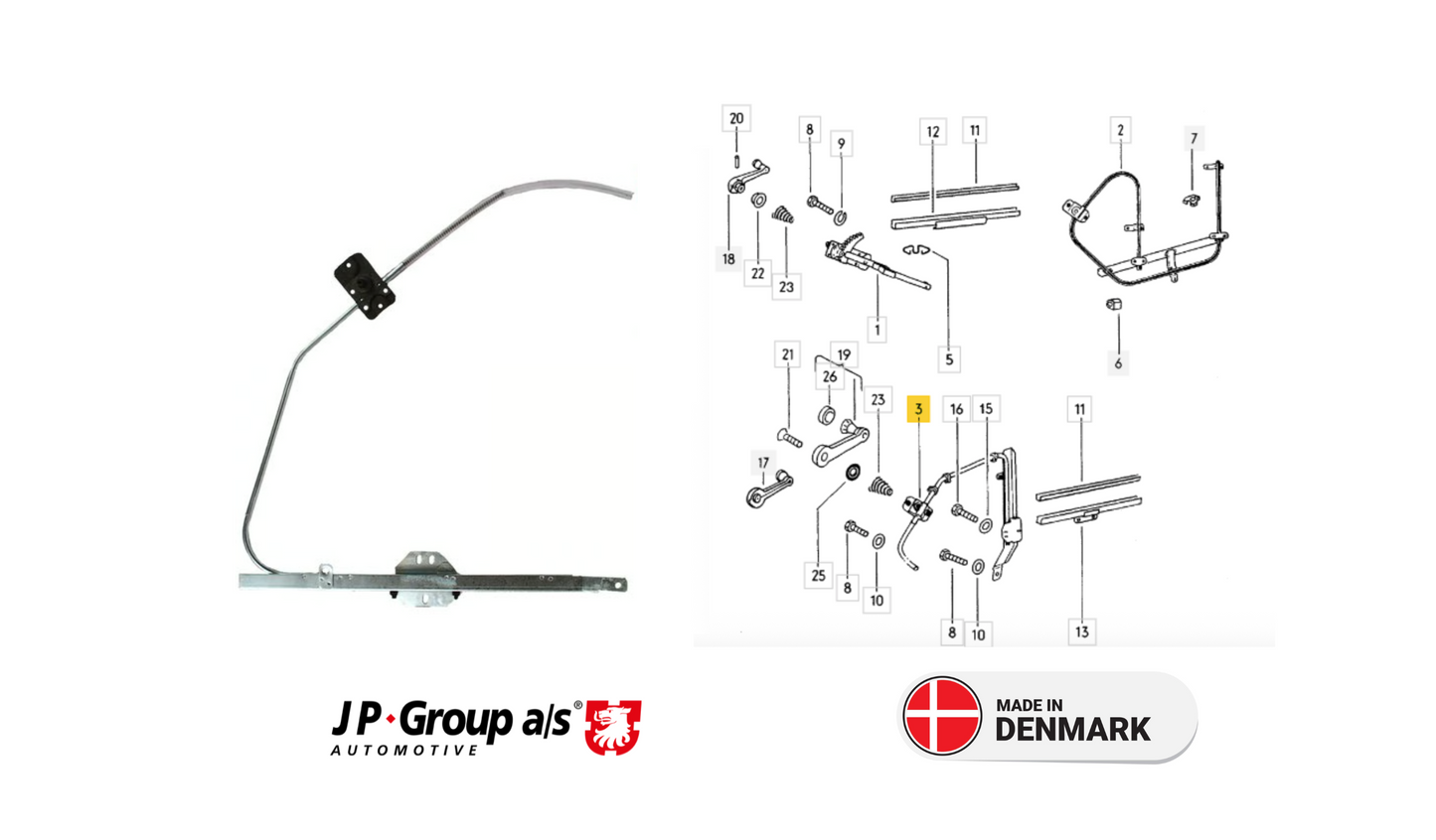 VW Beetle 8188100470 Window Regulator, LH OE: 111 837 501H
