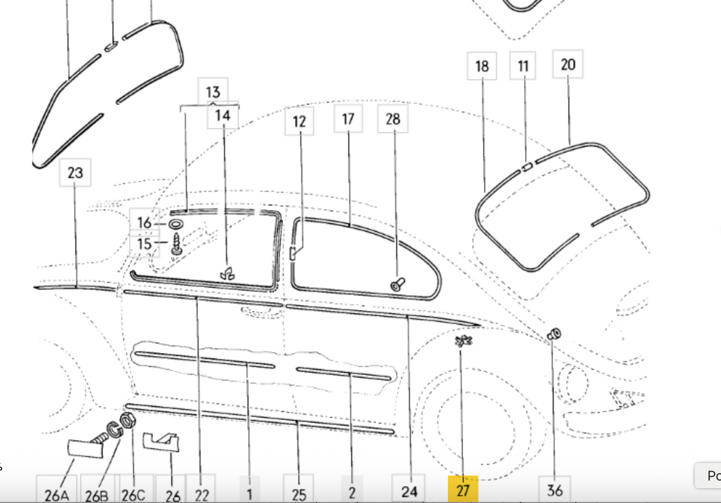 VW Beetle V10-2026 Holding Bracket OE: 113 853 585C