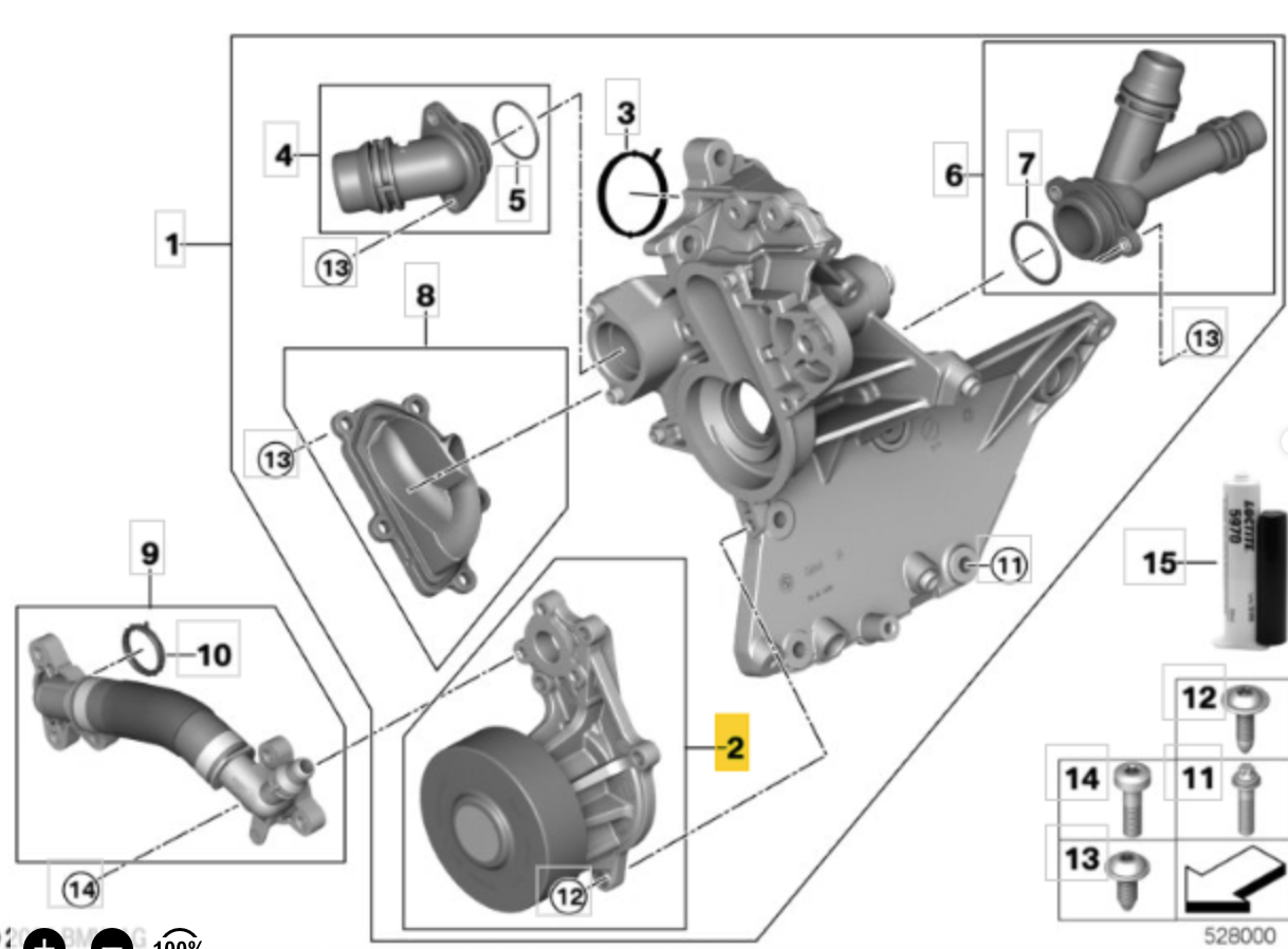 BMW 11 51 5 A55 395 - Water Pump OE: 11515A55395