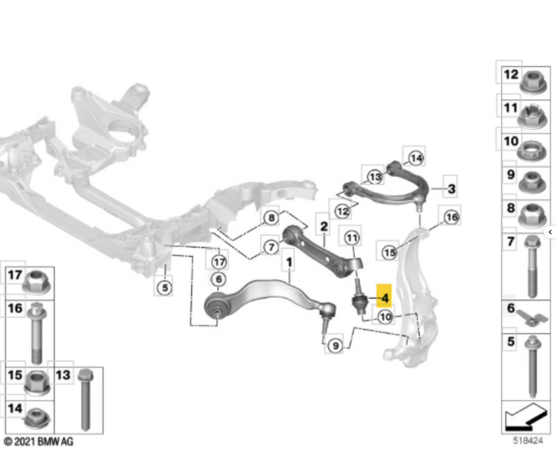 BMW TC4943 Ball Joint OE: 31106852536