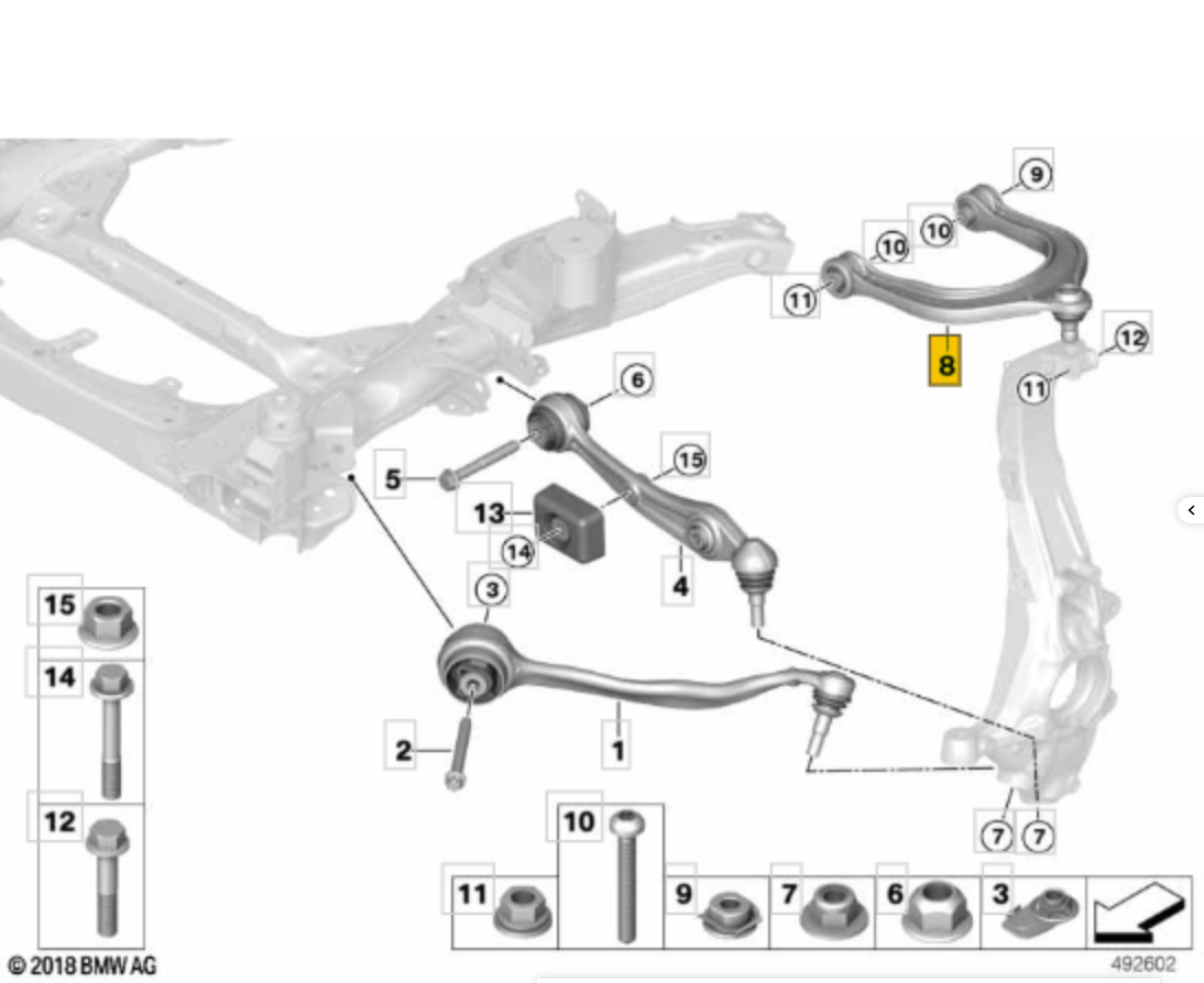 BMW TC4942 Track Control Arm RH OE: 31106883116