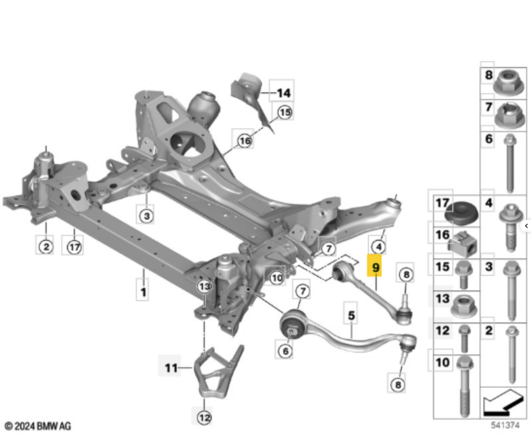 BMW 45975 01 Track Control Arm RH OE: 31108845154