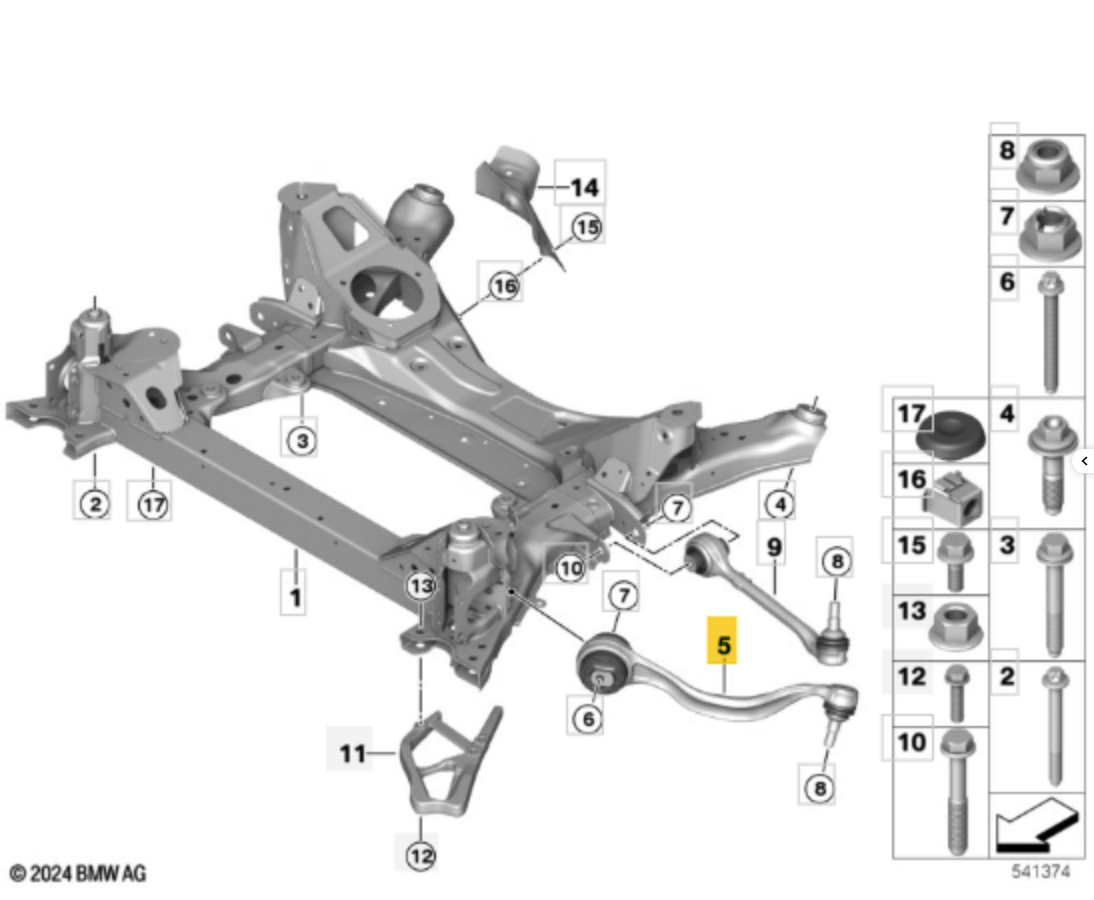 BMW TC4953 Track Control Arm RH OE: 31106861158