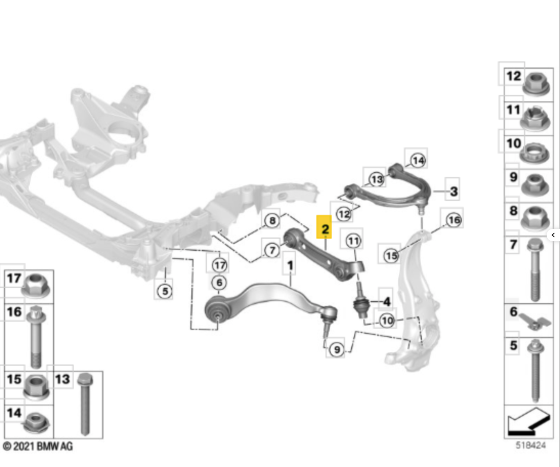 BMW TC6835 Track Control Arm LH OE: 31108870297