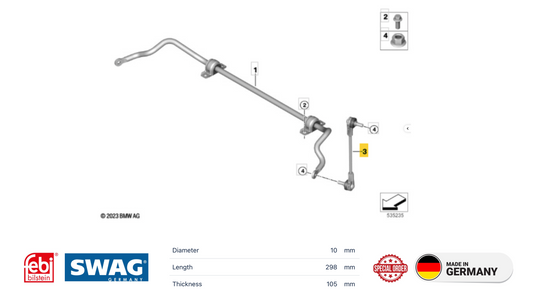 MINI 1004005 - Rod/Strut, stabilizer FR OE: 31305A72609