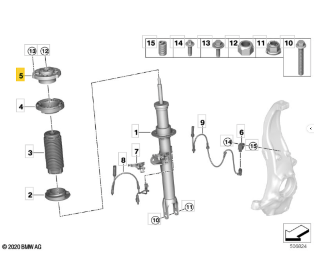 BMW 173 341 Top Strut Mounting OE: 31306882571