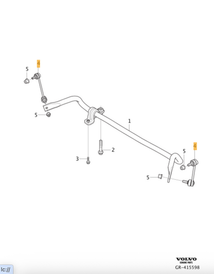 Volvo 818 0616 10 Rod/Strut, stabilzer LH OE: 31406873