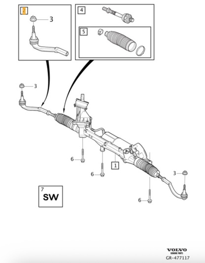 Volvo TA3461 Tie Rod End LH OE: 32283512