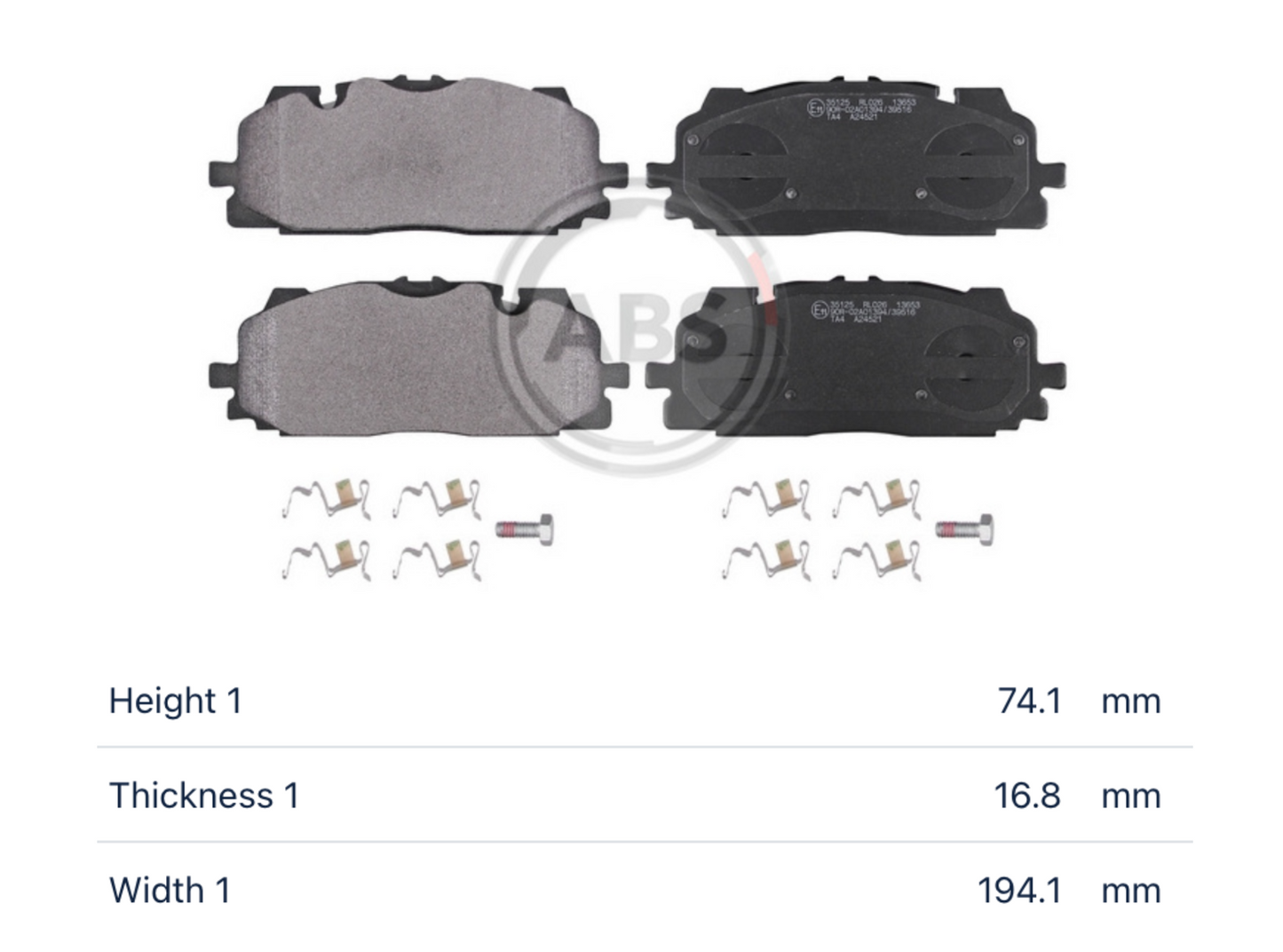 VAG Audi Volkswagen 35125 - Brake Pad Set, disc brake, front OE: 4M0 698 151 T  4M0 698 151 BJ