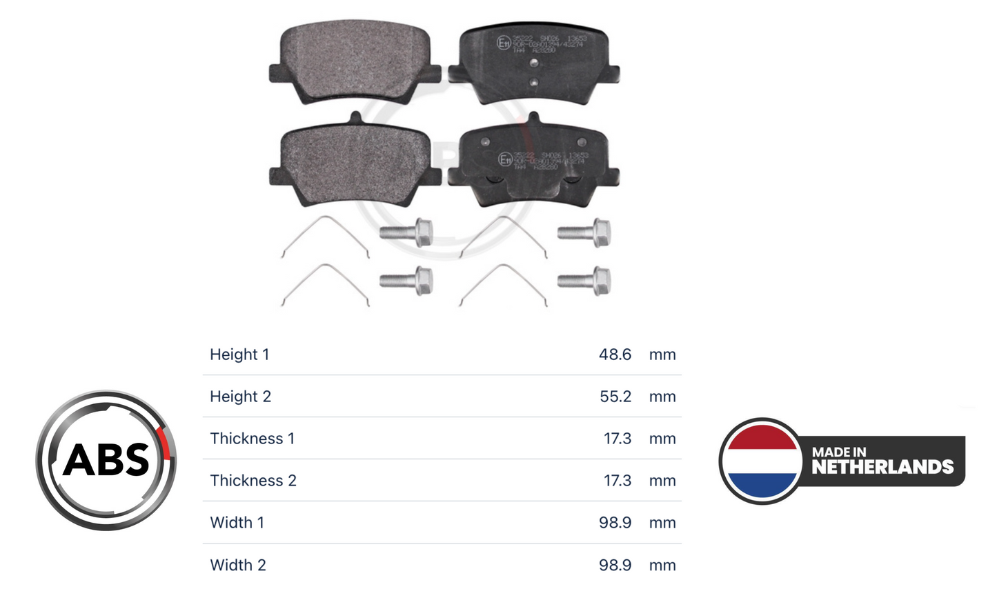 Volvo 35222 - Brake Pad Set, disc brake, rear OE: 32276934