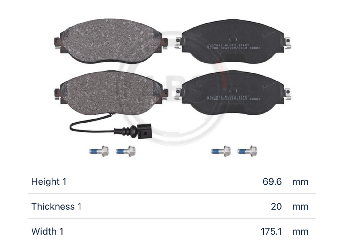 VAG Volkswagen 37872 - Brake Pad Set, disc brake, front OE: 5Q0 698 151 K   8V0 698 151 C