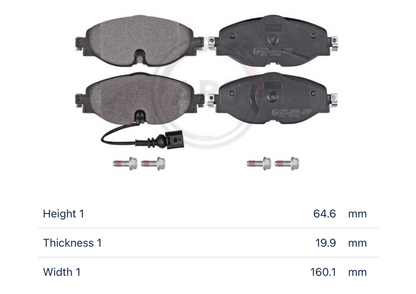 VAG Audi Volkswagen 37958 - Brake Pad Set, disc brake, front OE: 5Q0 698 151 AM   8V0 958 151   5Q0 698 151 AJ
