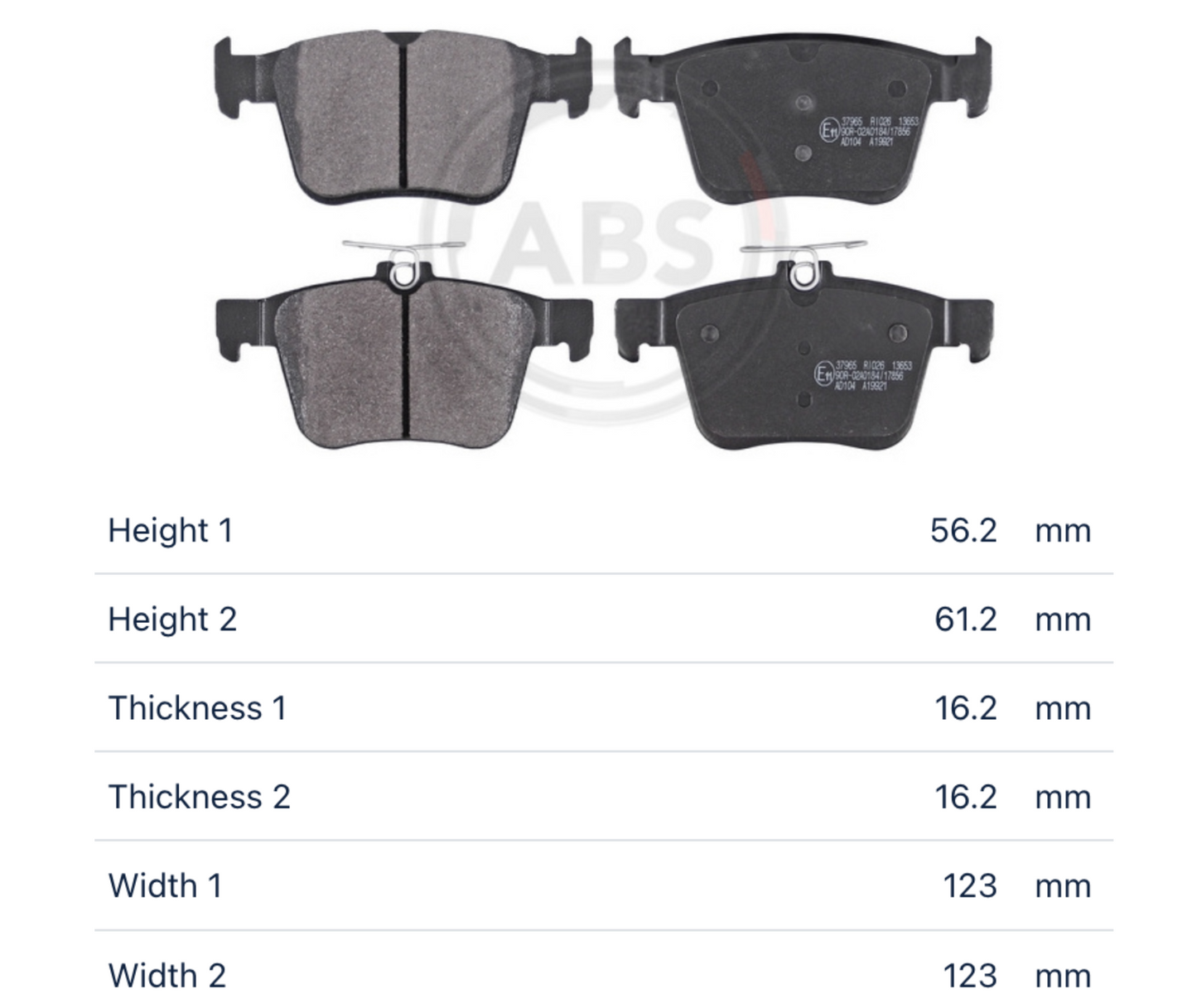 VAG Audi Volkswagen 37965 - Brake Pad Set, disc brake, rear OE: 3Q0 698 451 M   3Q0 698 451 J