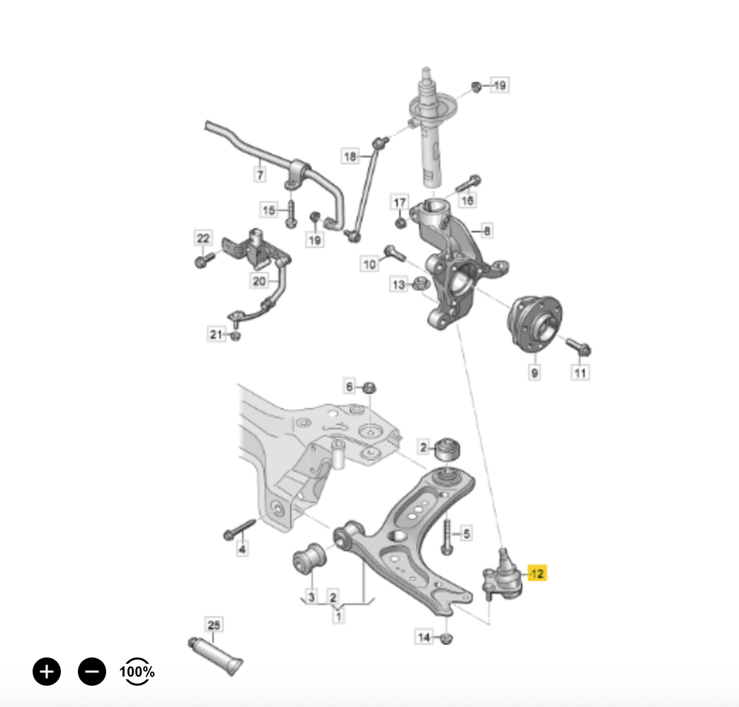 VAG Audi Volkswagen 220451 Ball Joint LH OE:3C0 407 365 B
