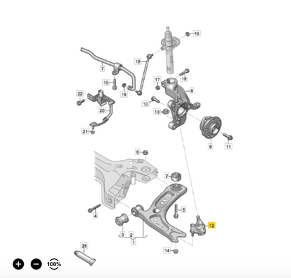 VAG Audi Volkswagen 220451 Ball Joint LH OE:3C0 407 365 B