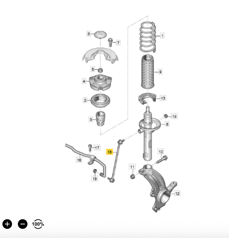 VAG Audi Volkswagen TC1315 Rod/Strut, stabilizer LH/RH OE: 5Q0 411 315 A