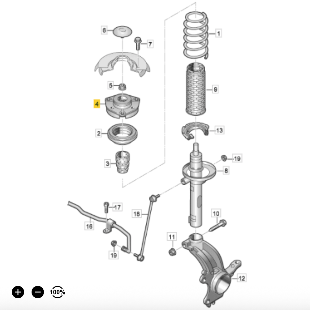 VAG Audi Volkswagen 40171 Top Strut Mounting OE: 5Q0 412 331 E