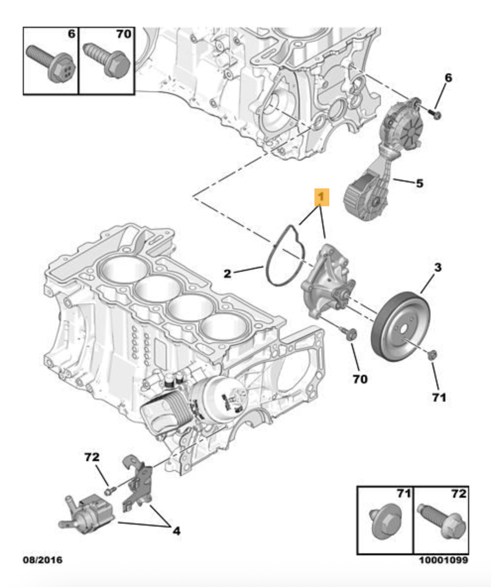 PSA Peugeot C136 - Water Pump OE: 9806723380