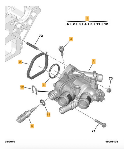 PSA Peugeot 98 086 471 80 - Thermostat, coolant OE: 9808647180
