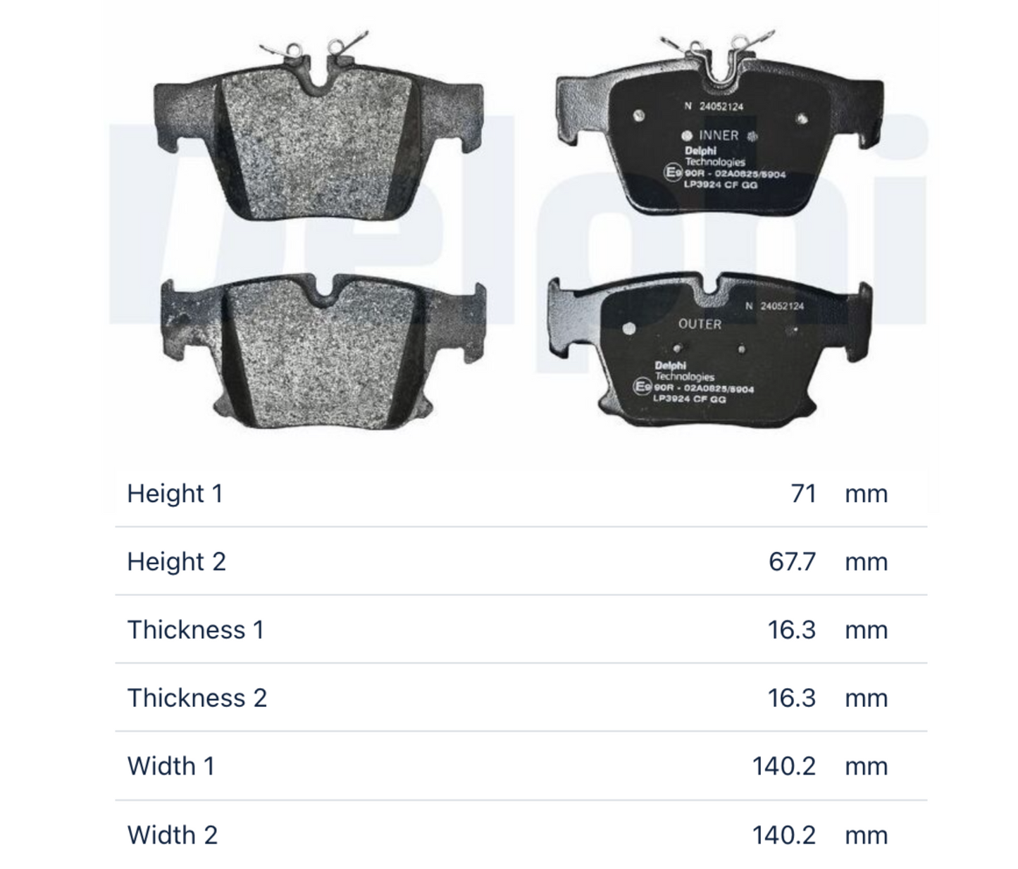 BMW LP3924 - Brake Pad Set, disc brake, rear OE: 34208842965