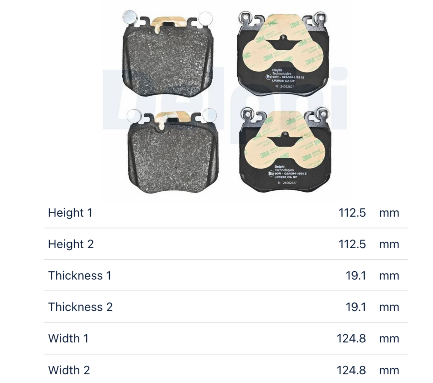BMW LP3926 - Brake Pad Set, disc brake, front OE: 34108842388