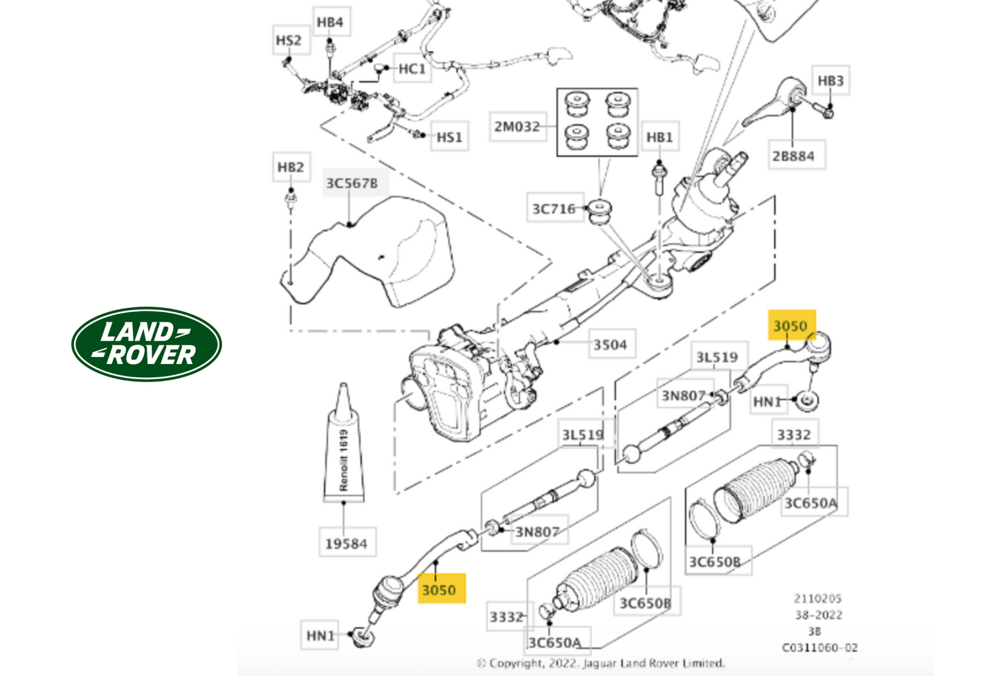 Jaguar Land Rover VKDY 317011 Tie Rod End LH/RH OE: LR111480   T4A28746