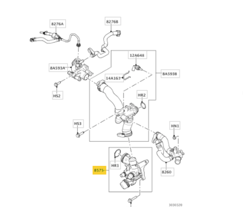 Land Rover LR125484 - Thermostat, coolant OE: LR125484