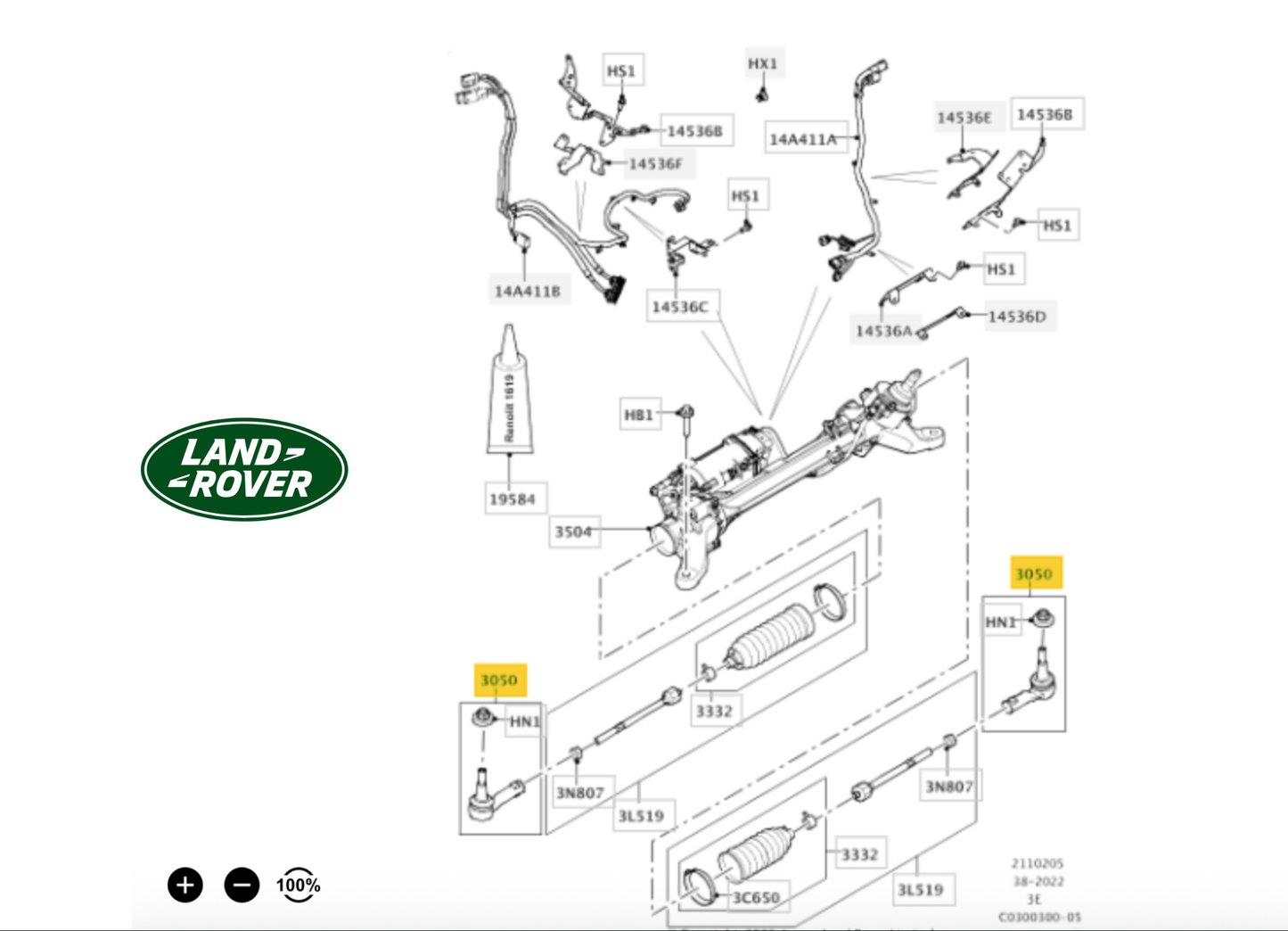 Land Rover TA3887 Tie Rod End LH/RH OE: LR129166