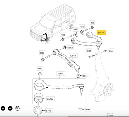 Land Rover TC9408 Track Control Arm RH OE: LR130403