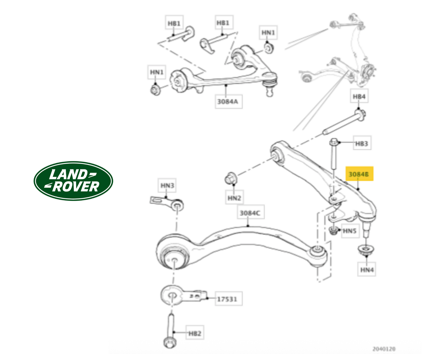 Jaguar Land Rover 196151 Track Control Arm RH OE: LR141990  T4A41756