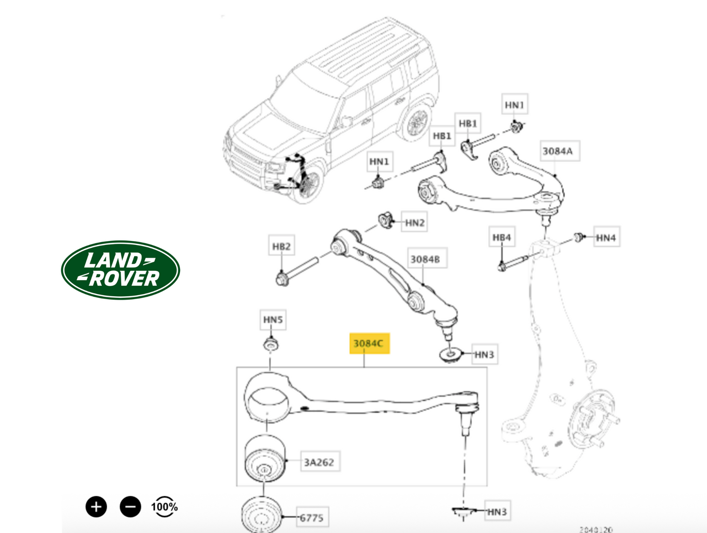 Land Rover TC8819 Track Control Arm RH OE: LR144506