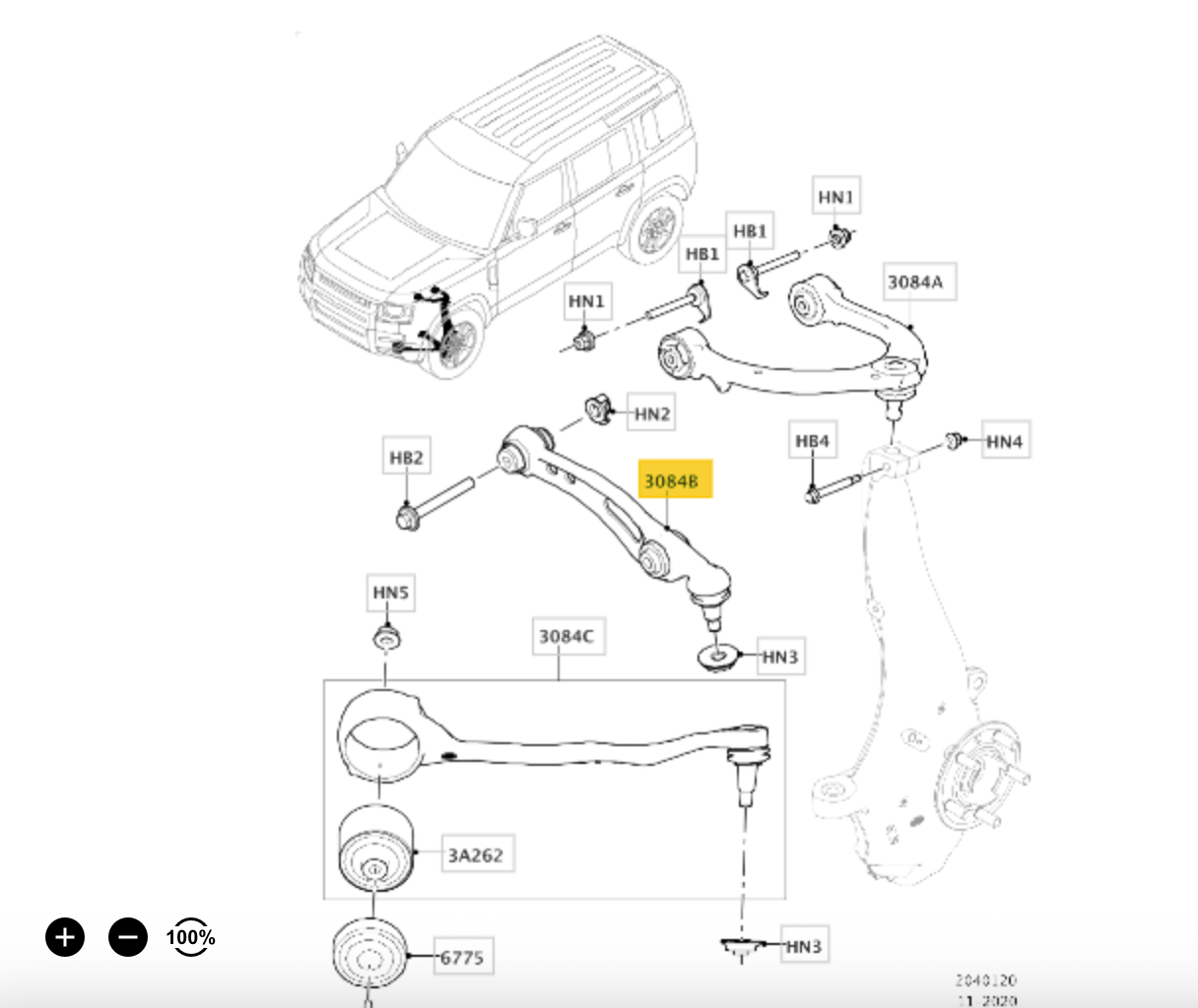 Land Rover TC8873 Track Control Arm RH OE: LR175797